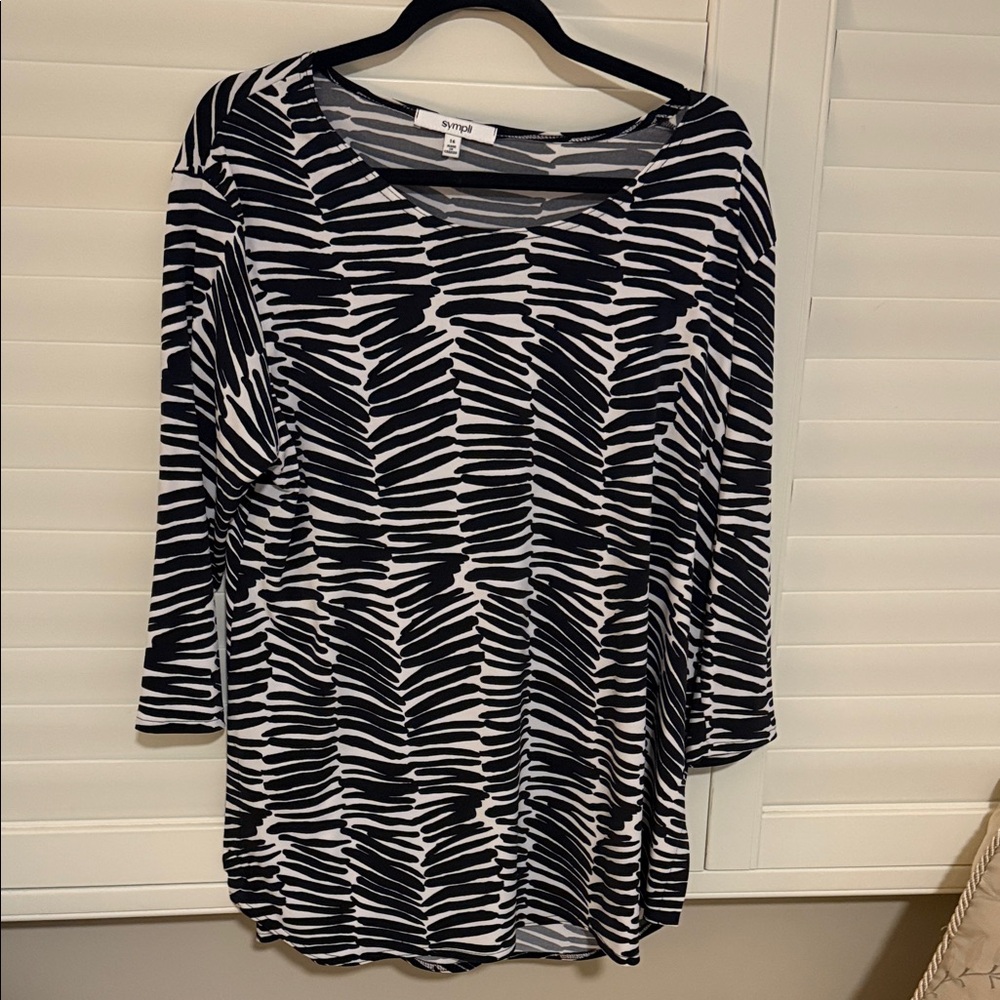 Sympli Zebra Print Travel blouse-top shirt round neckline- perfect